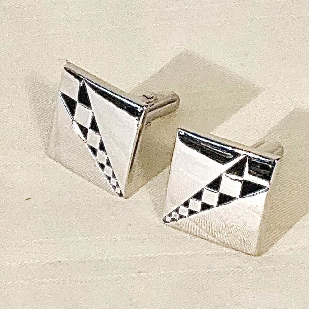 Vintage 70’s Swank Silver Tone Square Shaped Cufflinks